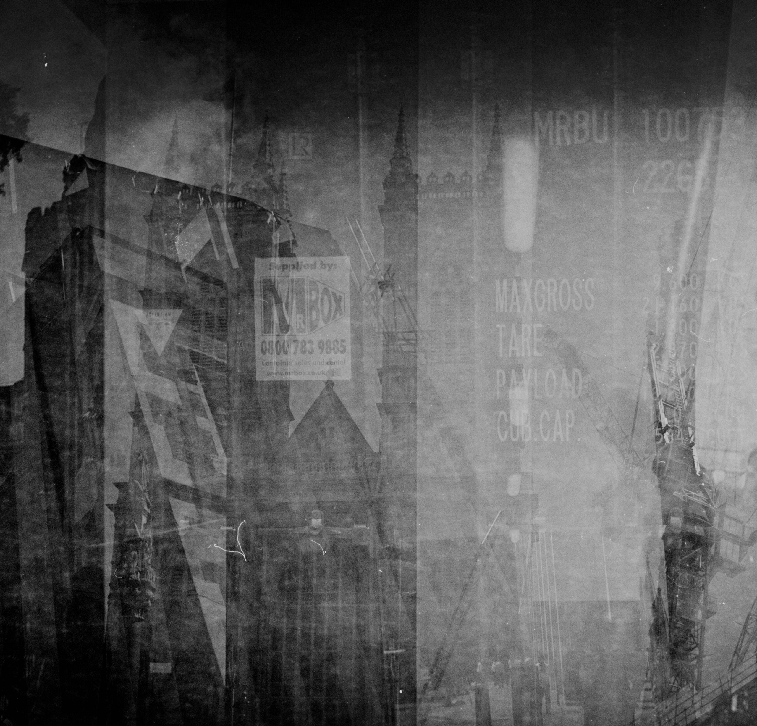 Monochrome industrial architectural collage